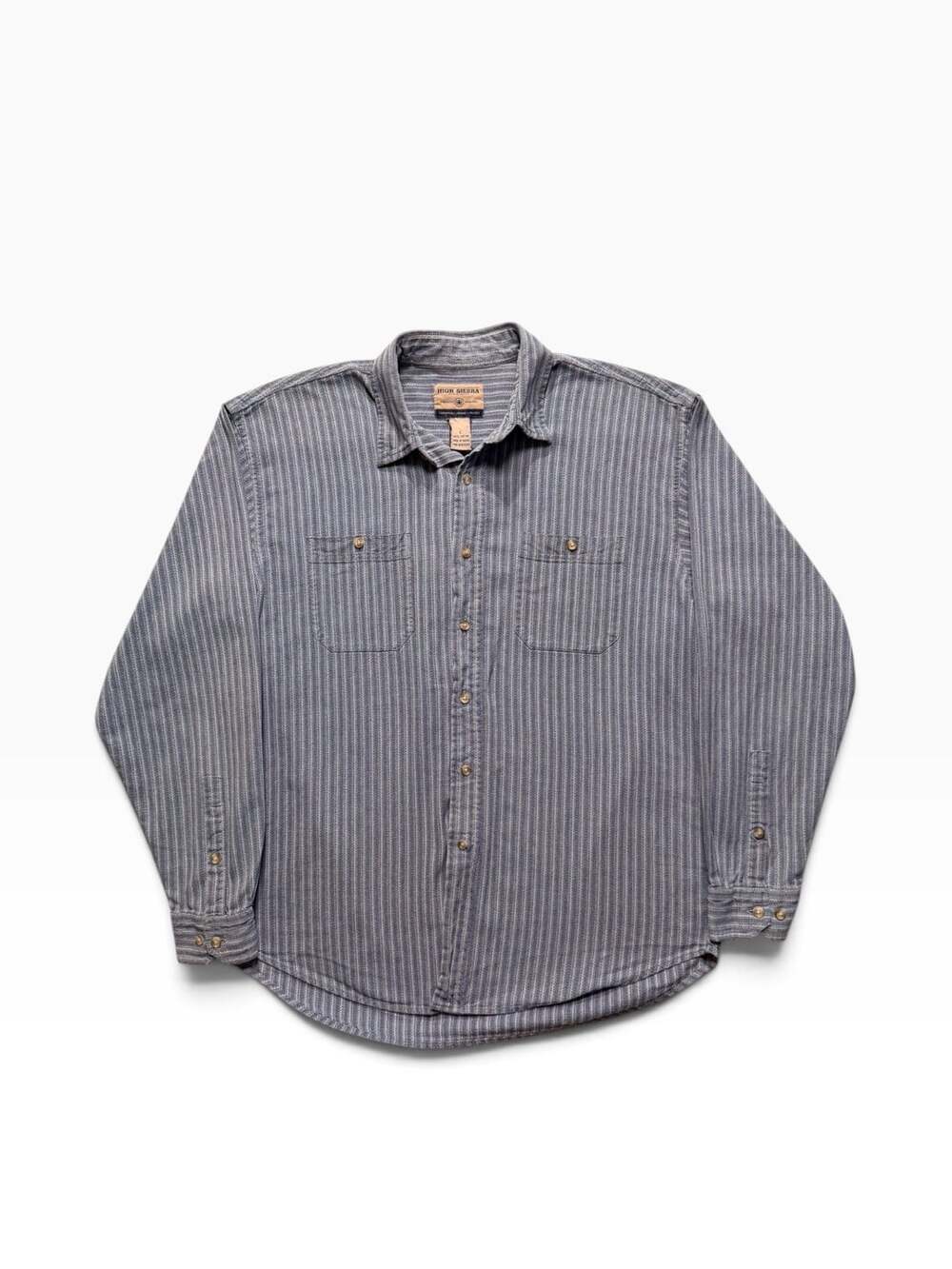 High Sierra Blue Striped Long Sleeve Button-Up Work Shirt Size Large